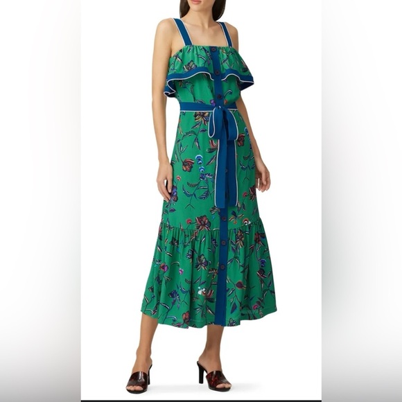 10 Crosby Derek Lam Dresses & Skirts - 100% Silk Derek Lam 10 Crosby Floral Green Maxi Dress size Large